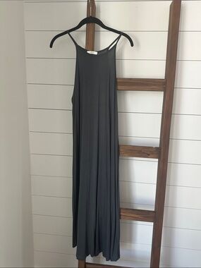 Cherish Charcoal Gray Flowing Maxi Tank Dress